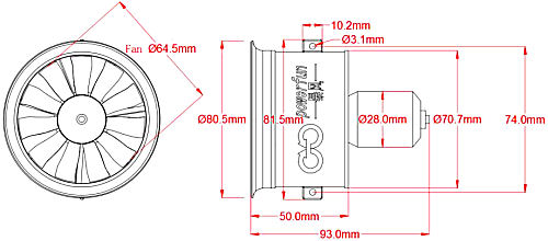 64mm PowerFun EDF Unit for 4S LiPo